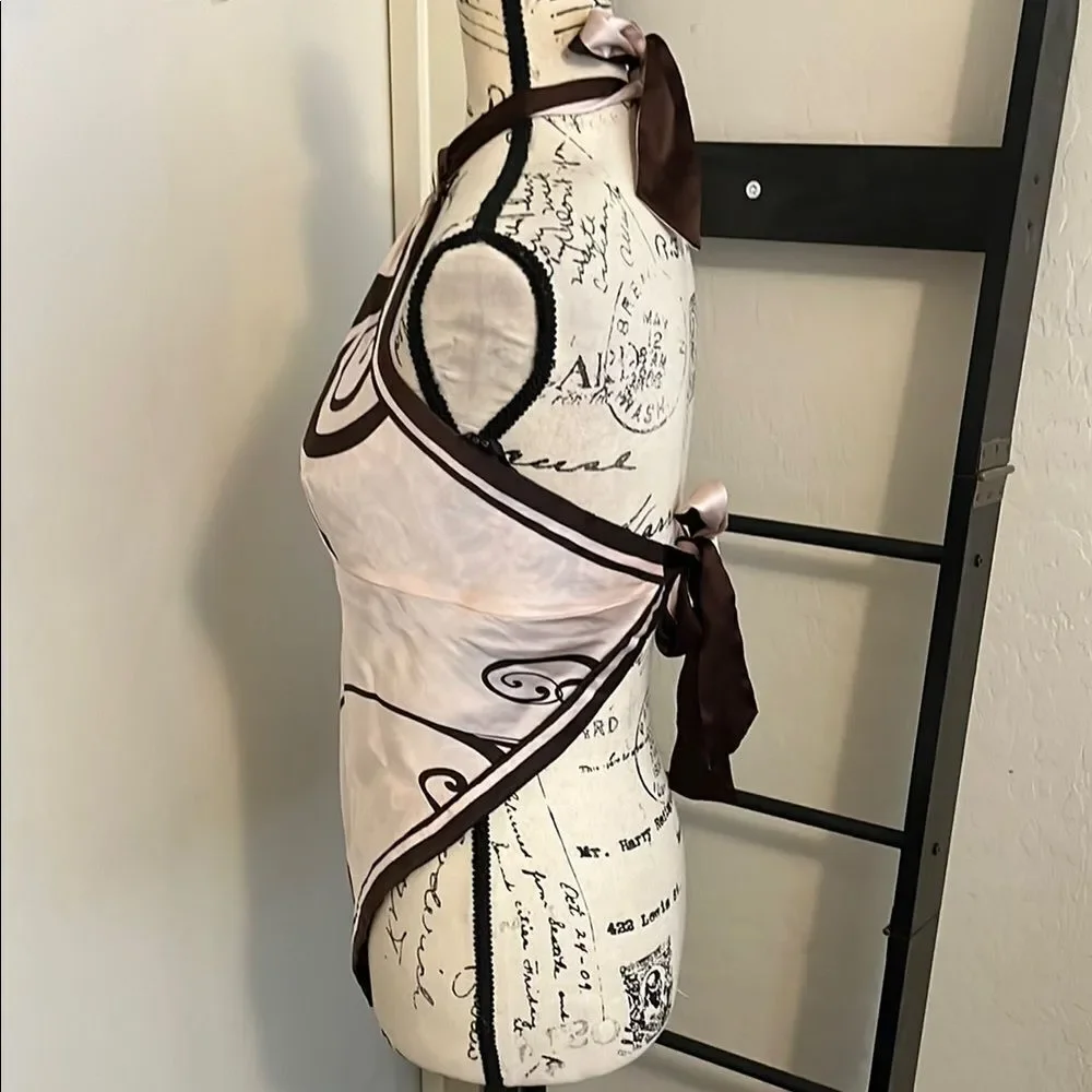 SOLD Vintage Y2K Bebe Silk Blend Multi Color Reversible Halter Handkerchief Top - Picture 3 of 11